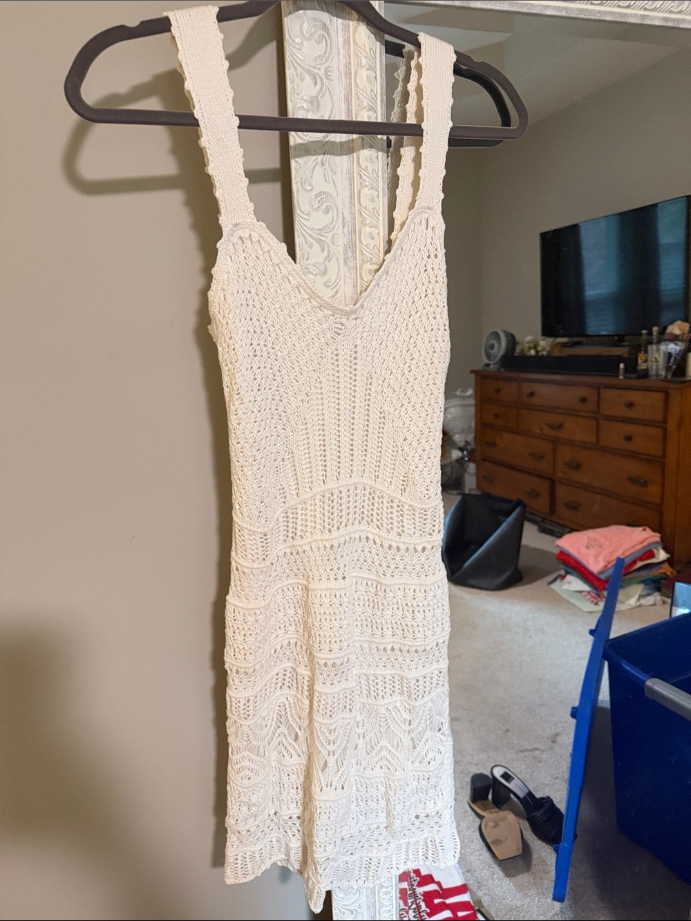 Abercrombie & Fitch Cream Crochet Midi Dress